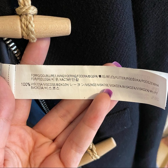 Zara Navy Wool Blend Toggle Hooded Jacket - Picture 12 of 15